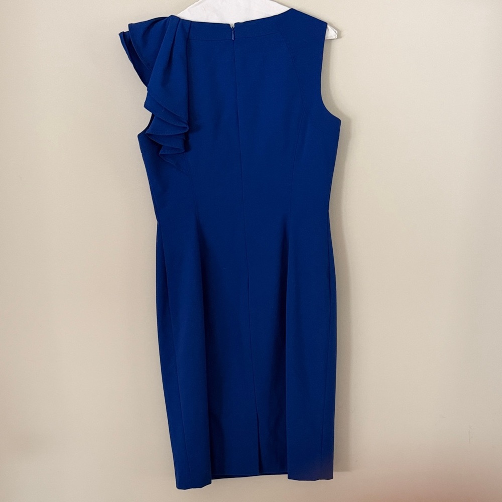 Calvin Klein Collection One Shoulder Blue Dress - Picture 3 of 3